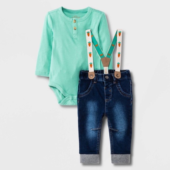 Cat & Jack Matching Sets Newborn Baby Boys Bunny Carrot Top Bottom